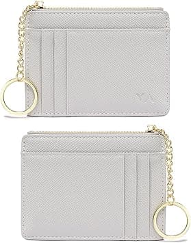 Slim RFID Blocking Card Holder Small Pocket Wallet Keychian Zipper Coin Purse Minimalist Leather Cash & Coin & Cards Case for Women Men, Gray, s, Rfid Wallet on Amazon.ae - Price Tracker