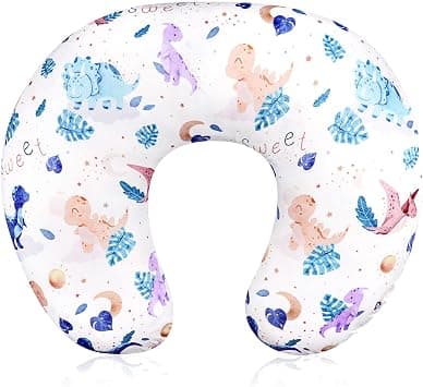 DILIMI Nursing Pillow Cover Stretchy Removable Case for Breastfeeding Pillows, Ultra Soft Comfortable Slipcover for Baby Girl and Boy, Watercolor Dinosaur and Leaves on Amazon.ae - Price Tracker