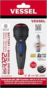 VESSEL BALL GRIP Rechargable Screwdriver with 25PC. Bit Set on Amazon.ae - Price Tracker