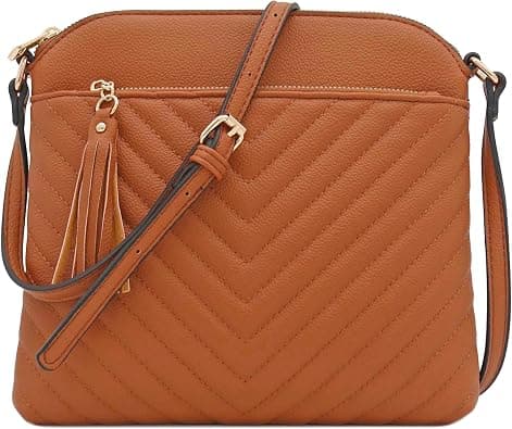 FashionPuzzle Chevron Quilted Medium Crossbody Bag with Tassel Accent على Amazon.ae - متتبع الأسعار
