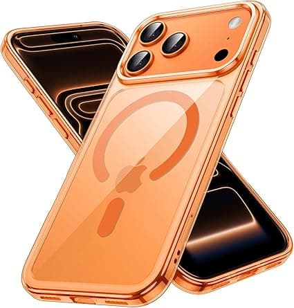 JETech Magnetic Case for iPhone 17 Pro 6.3-Inch Compatible with MagSafe, Shockproof Phone Bumper Cover, Anti-Scratch Clear Back (Orange) on Amazon.ae - Price Tracker