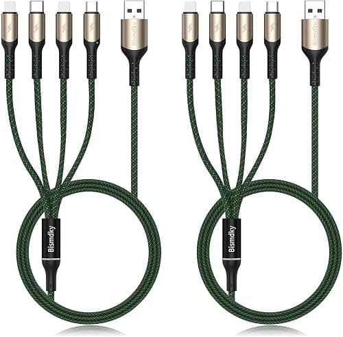 Multi Charging Cable Nylon Braided Universal 4 in 1 Multiple USB Cable 3A Fast Charging,with Dual Phone/USB-C/Micro-USB Port Adapter,Compatible with Cell Phones Tablets Universal Use on Amazon.ae - Price Tracker