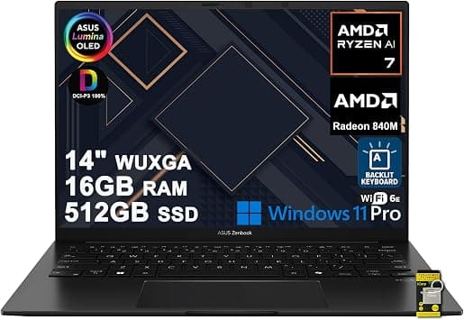 ASUS Zenbook 14 Laptop 14" WUXGA OLED Touchscreen 500nits Peak HDR AMD AMD 6-core Ryzen AI 7 445 (Up to 50 AI TOPS) 16GB RAM 512GB SSD Backlit Type-c For Creator Business Professional Win11Pro ICP Hub على Amazon.ae - متتبع الأسعار