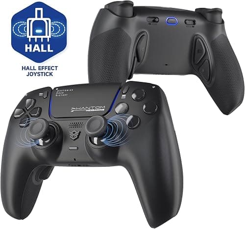 HEXGAMING PHANTOM Pro Controller with 4 Remappable Buttons, 6 Remapping Profiles, 8 Interchangeable Analog Stick, and Adjustable Triggers Compatible with ps5, PC, Mobile - Hall Effect Chaos Black على Amazon.sa - متتبع الأسعار