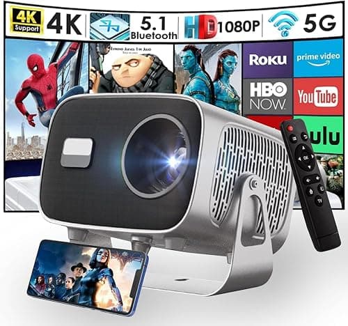 e World Portable 360° Rotating Projector with Auto Keystone - Electric Focus and 220 Lumens, 4K Full HD 1280x1080P Dual WiFi Display for Outdoor and Movie Theater, Compatible with Android 11.1, Grey on Amazon.ae - Price Tracker