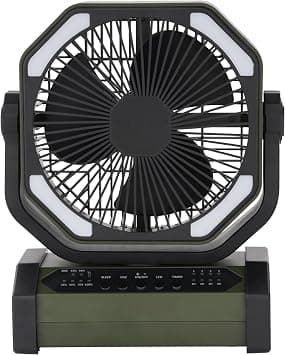 Geepas 8" Rechargeable Fan with LED Light- GF21220/ High Performance Fan with Working Time up to 30 Hours, 2 Years Warranty, Black على Amazon.ae - متتبع الأسعار
