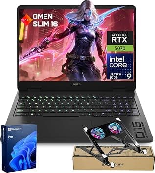 HP (Upgraded) OMEN Ultra Slim RTX 5070 Gaming Laptop, 16" WQXGA 240Hz, Intel Ultra 9 285H(Beats Intel i9-14900), NVIDIA RTX 5070, 32GB DDR5 RAM, 1TB SSD, Backlit KB, Bundle with PCO Laptop Cooler على Amazon.ae - متتبع الأسعار