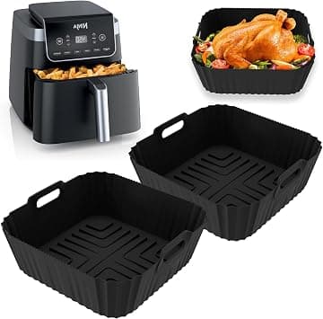 2Pcs Air Fryer Silicone Liners For Ninja Pro 4.7L, 6.2L, Dual Reusable Accessories Af140Uk Af180Uk (Black) on Amazon.ae - Price Tracker