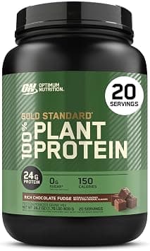 Optimum Nutrition Gold Standard 100% Plant Based Protein Powder, Gluten Free, Vegan Protein for Muscle Support and Recovery with Amino Acids - Rich Chocolate Fudge, 20 Servings | 1.5LB Vegan Plant Protein Powder Blend with Pea, Rice & Fava Bean, 24g Protein & 9 EAAs per Serving, Gluten Free, Easy Mixing - Amazon.sa Price Tracker