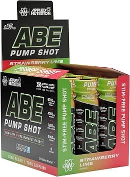 Applied Nutrition – ABE Pump Shot – Stim-Free Pre-Workout – Nitric Oxide Booster – Best Muscle Pump & Focus Enhancer – Sugar Free & Caffeine Free – (Display 12x100ml Shots) (Strawberry Lime) على Amazon.ae - متتبع الأسعار