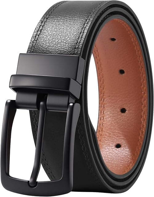 AWAYTR Men Reversible Leather Belt - 1.33'' Wide Genuine Leather Dress Belt for Casual and Business Wear on Amazon.ae - Price Tracker