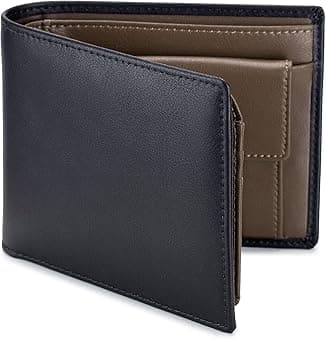 KASTWAVE Leather Men's Wallet with Coin Pocket, KASTWAVE RFID Blocking Slim Bifold Credit Card Wallet with ID Window(Dark Khaki) on Amazon.ae - Price Tracker