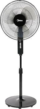Midea Pedestal Stand Fan with SQD Motor, 16 inch, 3D Oscillation Directions, 3 Speed Levels & Adjustable Height, 3 Leaf Blade with 7.5 Hours Timer, Best for Home & Office, Black, FS4019K على Amazon.ae - متتبع الأسعار