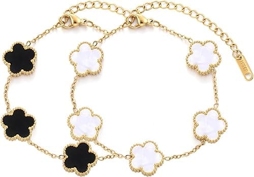 TICVSS Four Leaf Clover Bracelet for Women 18K Gold Plated Stainless Steel Lucky 4 Leaf Link Bracelet Jewelry Gift for Women on Amazon.ae - Price Tracker
