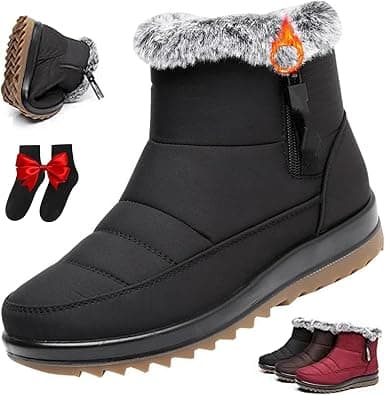 Women's Waterproof Orthopedic Warm Boots with Side Zipper,Fur Lined Warm Outdoor Ankle Short Boots,Comfortable Slip On Walking Snow Booties on Amazon.ae - Price Tracker