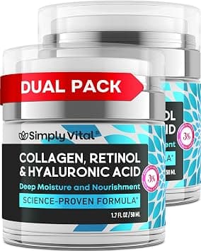 SimplyVital Collagen Face Moisturizer - Anti-Aging Retinol Cream for Face, Neck & Décolleté with Hyaluronic Acid - Made in USA, Daily Moisturizer Face Cream, 2-Pack on Amazon.ae - Price Tracker