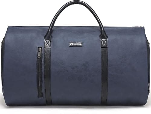 Leather Garment Bag for Travel, Modoker Carry On Suit Carrier Travel Bag with Shoulder Strap/Multiple Pockets - Ideal for Business Trips & Weekend Getaways - The Garment Duffel Bag for Traveling Men on Amazon - Best Deal Finder