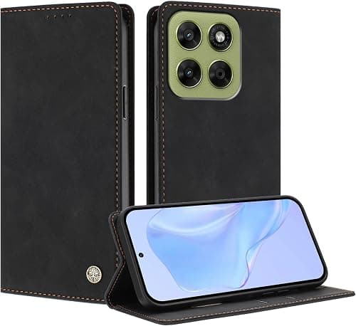 Leather Magnetic Folio Case for Motorola Moto G67 5G, All-Round Protection Premium PU/TPU Shockproof Leather Case, with Card Slot Stand Function Flip Wallet Phone Case. Black على Amazon.ae - متتبع الأسعار
