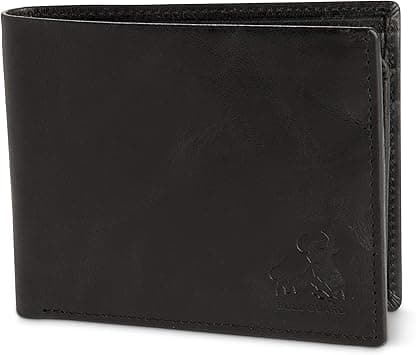 RFID Bifold Leather Wallet For Men with Flip Up ID in Vintage Buffalo Brown, Boulder Black - Vintage Black, 3.5 x 4.5, Vintage on Amazon.ae - Price Tracker