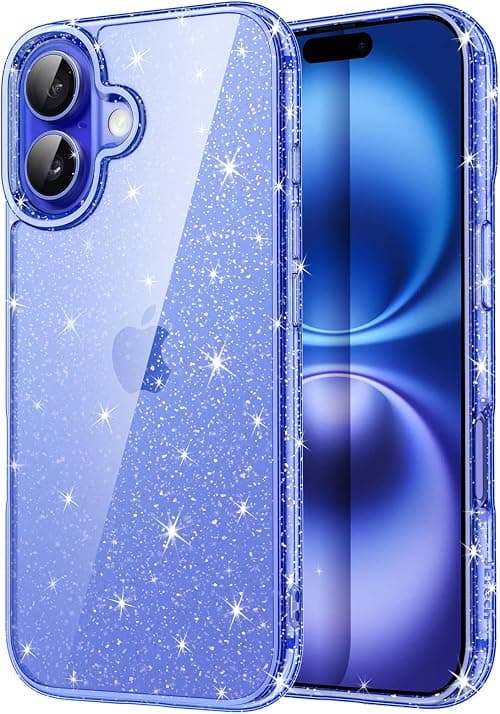 JETech Glitter Case for iPhone 16 6.1-Inch, Bling Sparkle Shockproof Phone Bumper Cover, Cute Sparkly for Women and Girls (Ultramarine) على Amazon.ae - متتبع الأسعار