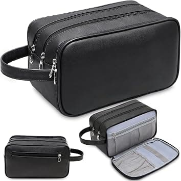 Leather Hanging Travel Toiletry Bag for Women Men, Black, Large on Amazon - Best Deal Finder