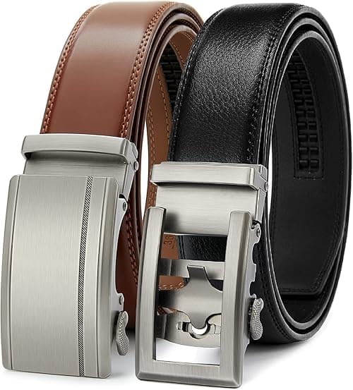 28"-60"Men's Leather Ratchet Dress Belt Big And Tall With Automatic Buckle on Amazon.ae - Price Tracker