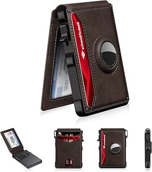 Airtag Wallet for Men, Mens Wallet Card Holder for Air Tag with RFID Blocking, Minimalist Bifold Wallet Pop-Up Quick Access Holds 12+ Cards & Money Clip, Gift for Men, No Airtag Included, on Amazon.ae - Price Tracker