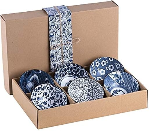 N.A. 4.5 inch Natural Healthy Japanese Ceramic Bowl soup meal Gift Set Blue and White Porcelain tableware on Amazon.ae - Price Tracker
