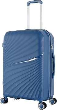 H.T Expandable Checked Luggage with Spinner Wheels, TSA Lock & Secure Zipper – Medium Hard Shell Travel Suitcase (24-Inch, 64 Litre, Medium Checked, Teal) on Amazon - Best Deal Finder
