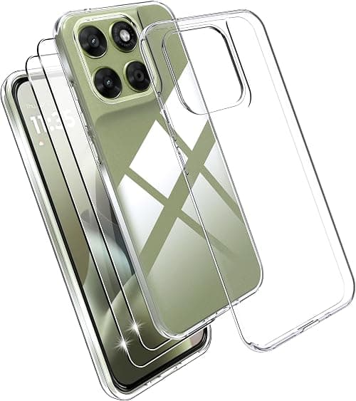 Effcotuo Case for Motorola Moto G67/G77 5G Case with Tempered Glass Screen Protector, Transparent Soft TPU Silicone Case Cover Shock Absorption and Anti-Scratch Case على Amazon.ae - متتبع الأسعار