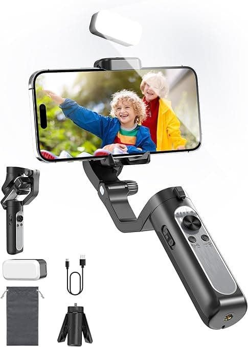 NALACAL KASTWAVE Gimbal Stabilizer for Smartphone, 3-Axis Gimbal for iPhone & Android with Magnetic Adjustable Fill Light,Foldable Stabilizer for One-Key Inception for Youtuber,Vlog,Video Record on Amazon.ae - Price Tracker