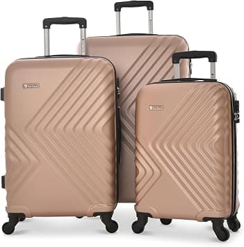New Travel 4 Wheels Set of 3 Trolley Bags, Hard Case ABS, 360º Wheeling Carry on & Check-in Luggage for Men & Women, Suitcase for Travel, Trolley Bags for Travel, NT804/3P (Rose Gold) on Amazon.sa - Price Tracker