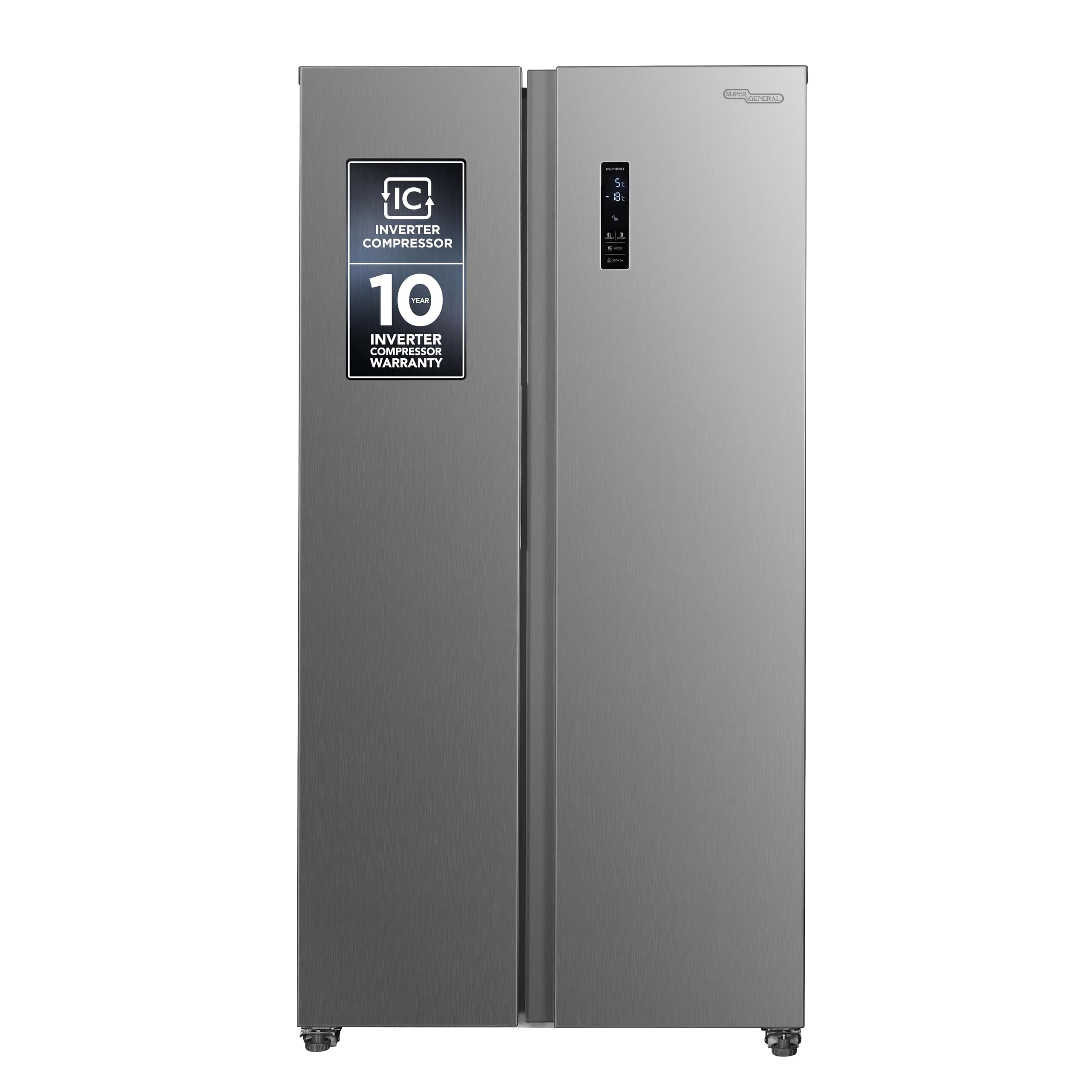 Super General 600 Liters Gross Side-By-Side Refrigerator-Freezer SGR710SBSSSE, Inverter Compressor, Digital Control, Twist IceMaker, 91x59.5x177cm (WxDxH), Inox Matte Finish, 10-Yr Compressor Warranty on Amazon.ae - Price Tracker