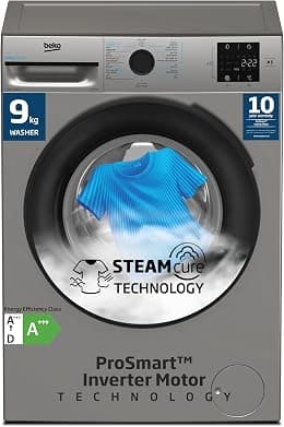 Beko 9 kg Front Load Washing Machine, 1400RPM, 15 Programmes,Low Noise,Quick wash 14/28 Minutes,SteamCureWash,DrumClean,10 Years Warranty on ProSmart Inverter Motor, WTV914TNX(Grey)(Amazon Exclusive) - Amazon.ae Price Tracker