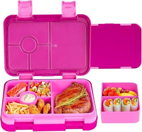 Lunch Box - 4/6 Compartments Ideal Portion Size Leak-Proof, Toddler-Friendly Lunch Box, BPA-Free, Dishwasher safe, Suitable for Children Aged 3 to 7 Years (Rose) on Amazon.ae - Price Tracker