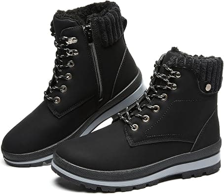 BABUDOG Womens Waterproof Ankle Boots for Outdoor Non Slip Outsole Fashion Combat Boots with Side Zipper,Warm Fur Lined Winter Snow Boots على Amazon.ae - متتبع الأسعار
