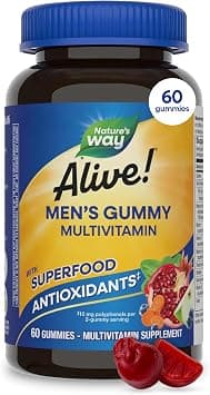 Nature's Way Alive Men's Multivitamin Gummies Fruit Flavor | Energy Metabolism & Muscle Function Support with Orchard Fruits & Garden Veggies Blend, 100mg per 2-Gummy Serving | 60 Gummies على Amazon.ae - متتبع الأسعار