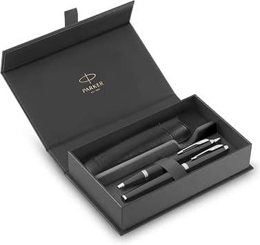 Parker IM Duo Pen Gift Set | Fountain Pen, Ballpoint Pen & Pen Pouch | Black Lacquer Finish with Chrome Trims | Medium Tip | Blue Ink Refills | Perfect Graduation Gifts on Amazon.sa - Price Tracker