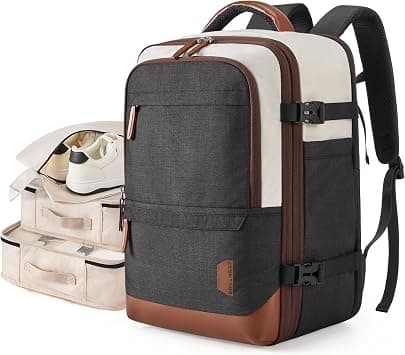BAGSMART 37L Expandable Travel Backpack Compression Carry On Daypack, Black White, Large, Tavel Backpack Carry on Flight Approved على Amazon.ae - متتبع الأسعار