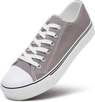 ZGR Womens Low Top Canvas Shoes,Lace up Canvas Sneakers,Casual White Tennis Walking Shoes on Amazon.sa - Price Tracker
