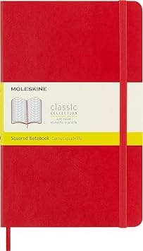 Moleskine Classic Notebook, Soft Cover, Large (5" x 8.25") Squared/Grid, Scarlet Red, 192 pages - متتبع أسعار Amazon.sa