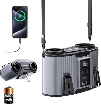 24000mAh Portable Waist Fan, Personal Waist Fan, Dual Air Ducts Motors, USB Rechargeable Clip On Belt for Working, 10 Speeds & 45H Wearable Neck Cooling, for Outdoor, Work, Travel على Amazon.ae - متتبع الأسعار