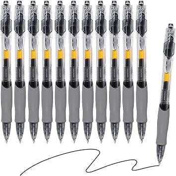 SKY-TOUCH 12 PCS Retractable Black Ink Pens, 0.5mm, Bullet Tip, Quick Drying Black Ink, Soft Rubber Grip, Smooth Writing, Perfect for Exams & Signing on Amazon.sa - Price Tracker