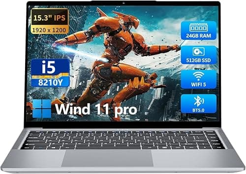 KUMNOSAL 2026 Gaming Laptop,15.3 Inch Laptop,FHD IPS 1200p Screen,Gaming Laptop i5-8210Y(Up to 3.6GHz) for 24GB RAM 512GB SSD,180 Angle Open WiFi 5 HDMI UHD Graphics Traditional Laptops on Amazon.ae - Price Tracker