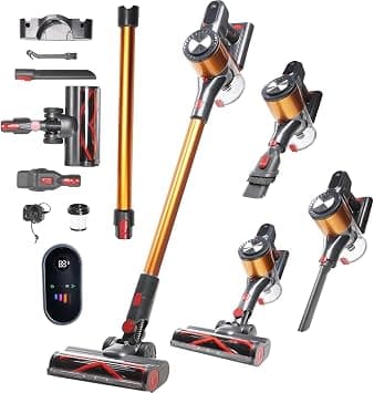 Lightweight 6 in 1 Vacuum Cleaner, 30KPA/Up to 42Mins, LED Display, Stick Vacuum with Powerful Suction, Anti-tangle, Rechargeable Vacuum Cleaners for Home Pet Hair Carpet Hard Floors - متتبع أسعار Amazon.sa