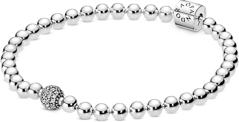 Pandora Signature Women's Sterling Silver Beads and Pavé Cubic Zirconia Bracelet on Amazon.ae - Price Tracker