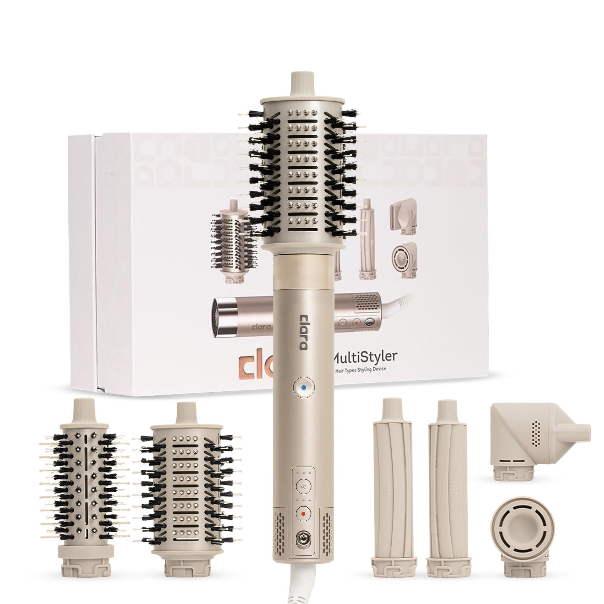 Clara Multi Styler for All Hair Types – 6-in-1 Styling Tool with Auto-Wrap Curlers, Blow Dryer, Round & Oval Brush – 1500W Ionic Hair Styler for Frizz-Free Waves & Salon Blowouts (Silver) on Amazon.ae - Price Tracker