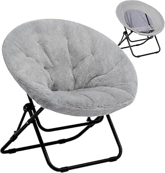 HollyHOME Plush Relax Chair Round Chair Accent Chair Saucer Chair, Cozy Leisure Chair Reading Chair Portable Folding Chair for Living Room Bedroom, Grey on Amazon.ae - Price Tracker