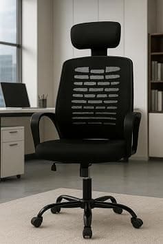 Splendor Desk Chair Office Chair for Home Height Adjustable Mid Back Mesh Computer Chair with Lumbar Support Mesh Swivel Computer Office Ergonomic Executive Chair (With Headrest, Black) على Amazon.ae - متتبع الأسعار