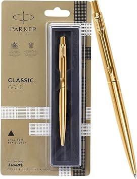 Parker Classic Gold Trim Ball Pen | Refillable | Gold Trim | Stainless Steel (1 Count, Pack of 1, Ink - Blue) | Ideal for gifting | Best pen for professionals, students on Amazon.sa - Price Tracker